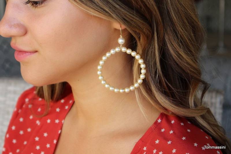 Perlen Creolen, Creolen Ohrringe, Gold Große Silber von TommassiniJewelry