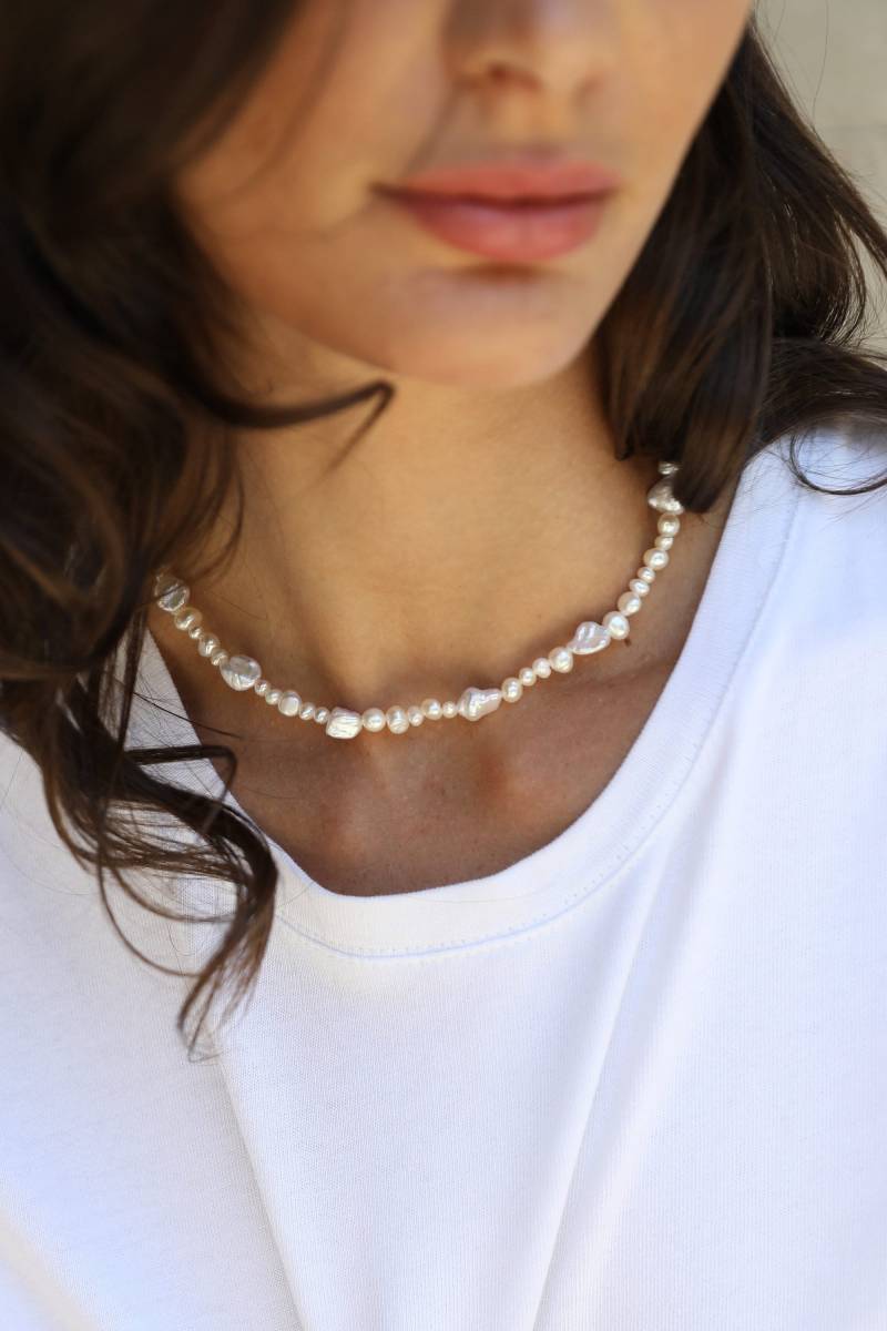 Perlenkette, Barockperlen-Halskette, Goldperlen-Halsreif, Layered-Halskette, Modeperlen-Halskette, Kragen-Halskette, Perlen-Halsketten von TommassiniJewelry