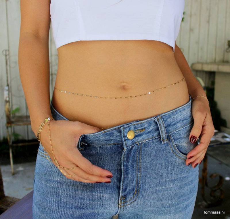 Zierliche Bauchkette 14K Gold Filled Körperschmuck von TommassiniJewelry