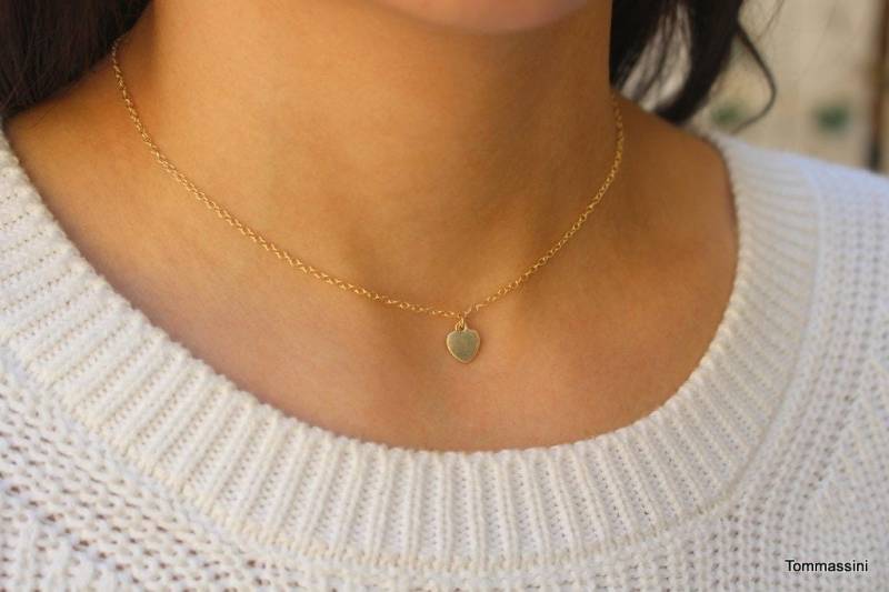 Zierliche Herz Halskette, Personalisierte Gold & Dainty Goldherz, Silberherz, Valentines Geschenk Für Sie von TommassiniJewelry