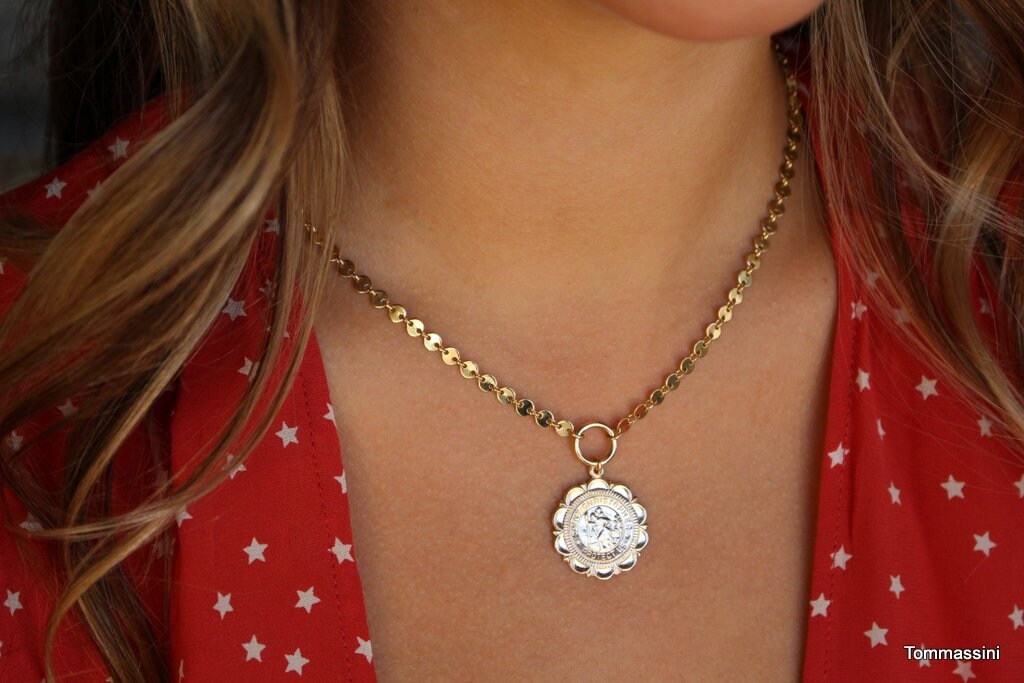 st Christopher Halskette, Medaillon Wunderbare Medaille, 14K Gold Filled, Schichtkette von TommassiniJewelry