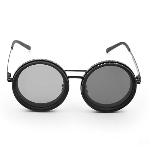 Tommiy 2025 Neue regulierbare Tönung polarisierte runde Sonnenschirme mit Nd9 stufenlos regulierbaren Sonnenschirmen für Herren, 1-9 Gauge Strand-Sonnenbrille mit regulierbaren Gläsern, Schwarz von Tommiy