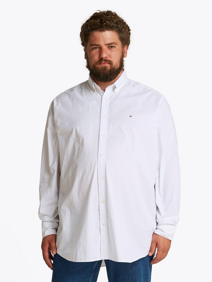 Tommy Hilfiger Big & Tall Langarmhemd BT-FLEX POPLIN POLKA DOT S-B in Großen Größen, Logostickerei von Tommy Hilfiger Big & Tall