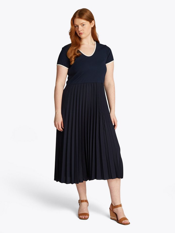Tommy Hilfiger Curve Blusenkleid CRV CONTRAST SOFT V-NK DRESS in Großen Größen, mit tiefem Rundausschnitt von Tommy Hilfiger Curve