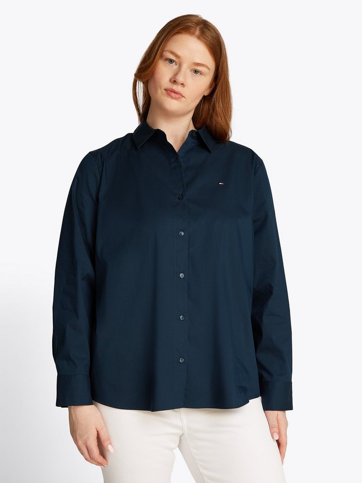 Tommy Hilfiger Curve Hemdbluse CRV ESS POPLIN REGULAR SHIRT in Großen Größen, Popeline Qualität, Logostickerei von Tommy Hilfiger Curve