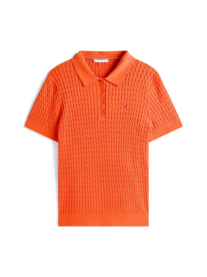 Tommy Hilfiger Curve Kurzarmpullover CRV CO CABLE FINE GG POLO SWT von Tommy Hilfiger Curve