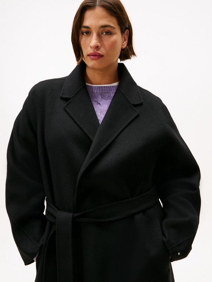 Tommy Hilfiger Curve Kurzmantel CRV DF WOOL REG BELTED MIDI COAT in großen Größen, aus reiner Wolle von Tommy Hilfiger Curve