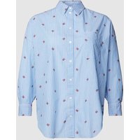 Tommy Hilfiger Curve Oversized Hemdbluse mit Streifenmuster in Hellblau, Größe 48 von Tommy Hilfiger Curve