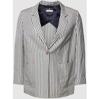 Tommy Hilfiger Curve PLUS SIZE Blazer aus Lyocell-Leinen-Mix mit Streifenmuster in Weiss, Größe 48 von Tommy Hilfiger Curve