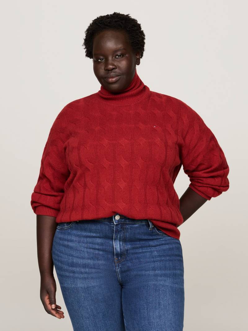 Tommy Hilfiger Curve Rollkragenpullover "CRV SOFT WOOL C Sweater" in Großen Größen, mit Logostickerei am Ärmel, aus 100% Wolle von Tommy Hilfiger Curve