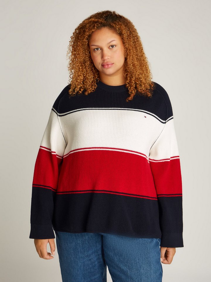 Tommy Hilfiger Curve Rundhalspullover CRV CO CARDI STITCH C-NK SWT Große Größen von Tommy Hilfiger Curve
