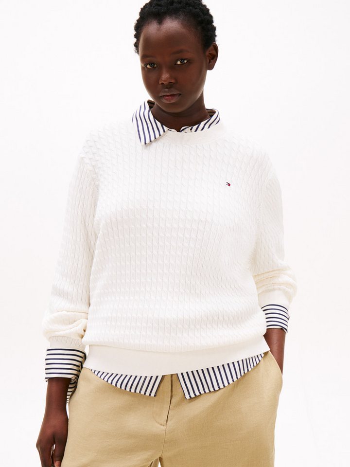 Tommy Hilfiger Curve Strickpullover CRV CO CABLE FINE GG C-NK LS SWT in großen Größen, mit Zopfmuster Tommy Hilfiger Curve Strickpullover CRV CO CABLE FINE GG C-NK LS SWT in großen Größen, mit Zopfmuster von Tommy Hilfiger Curve