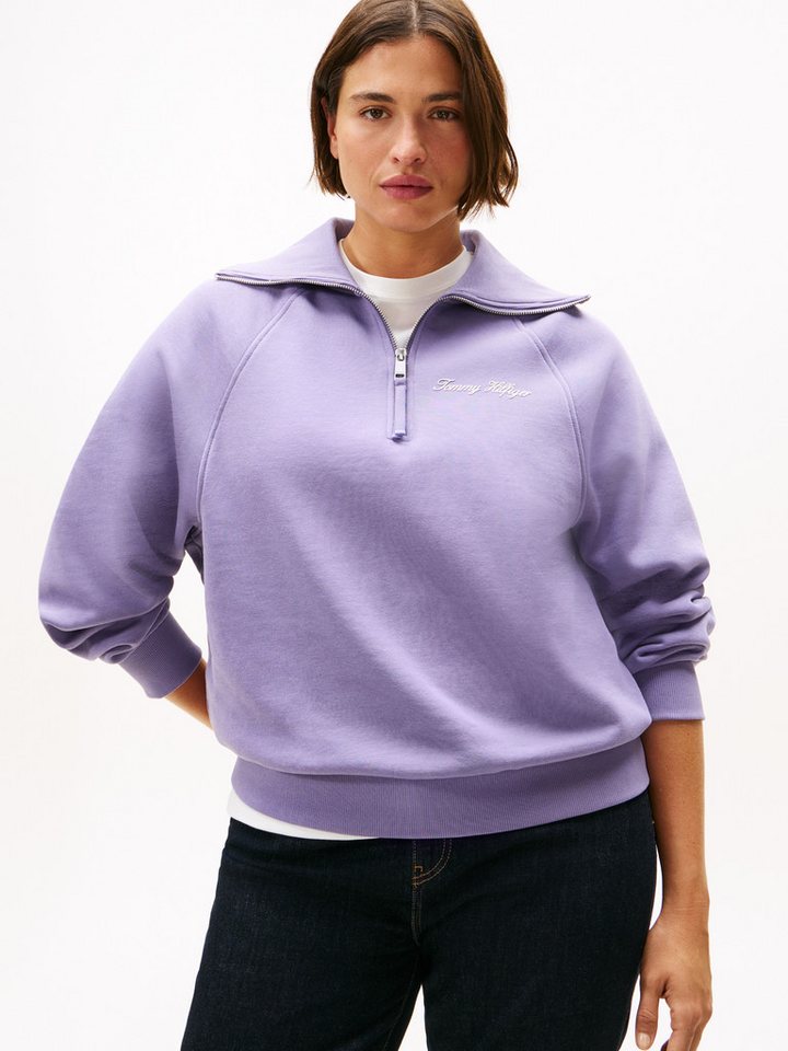Tommy Hilfiger Curve Sweatshirt CRV CLASSIC SCRIPT FLEECE 1/2ZIP in großen Größen von Tommy Hilfiger Curve