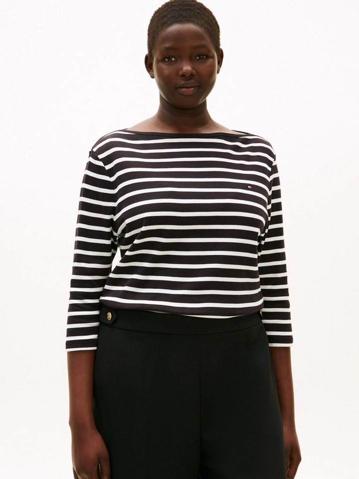 Tommy Hilfiger Curve T-Shirt CRV SLIM CODY BOAT-NK 3/4SLV in Großen Größen, 3/4 Ärmel, Logostickerei von Tommy Hilfiger Curve