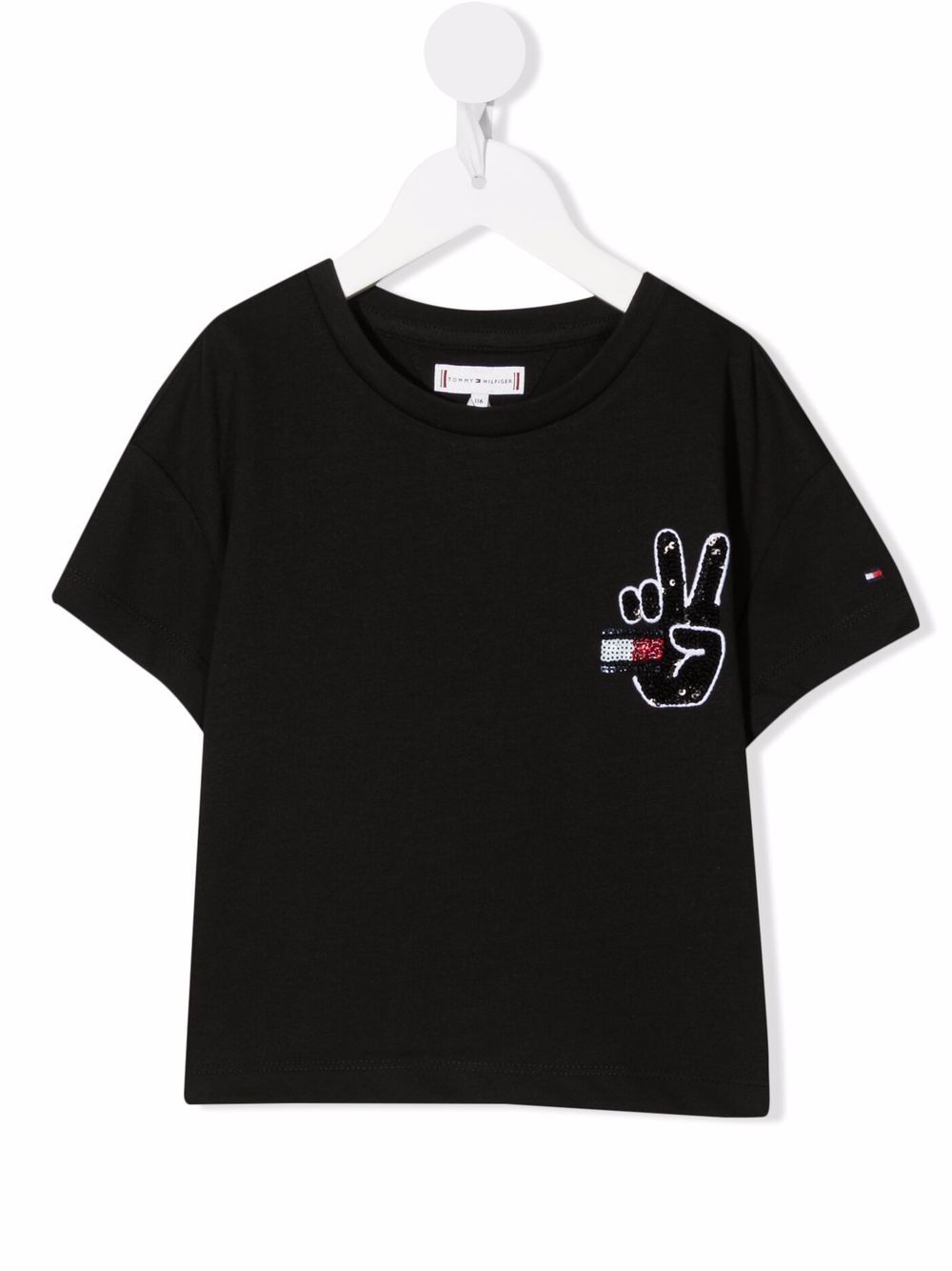 Tommy Hilfiger Junior T-Shirt mit Flaggenstickerei - Schwarz von Tommy Hilfiger Junior