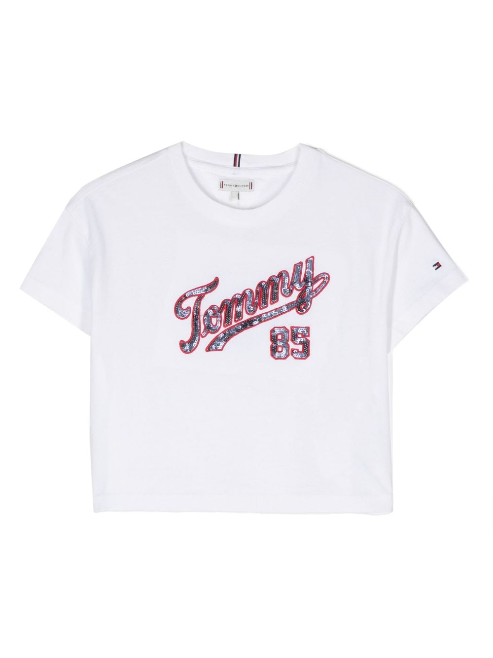 Tommy Hilfiger Junior Verziertes T-Shirt mit Logo-Print - Weiß von Tommy Hilfiger Junior