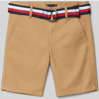 Tommy Hilfiger Kids Bermudas mit Stoffgürtel in Camel, Größe 110 von Tommy Hilfiger Kids