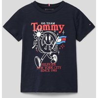 Tommy Hilfiger Kids T-Shirt mit Label-Motiv-Print Modell 'FUN' in Marine, Größe 110 von Tommy Hilfiger Kids