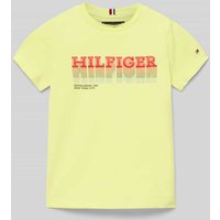 Tommy Hilfiger Kids T-Shirt mit Label-Print Modell 'FADE' in Gelb, Größe 116 von Tommy Hilfiger Kids