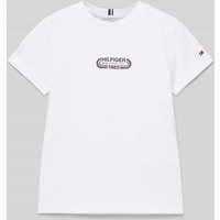 Tommy Hilfiger Kids T-Shirt mit Label-Print in Weiss, Größe 122 von Tommy Hilfiger Kids