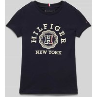 Tommy Hilfiger Kids T-Shirt mit Label-Stitching in Marine, Größe 122 von Tommy Hilfiger Kids