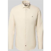 Tommy Hilfiger Tailored Slim Fit Business-Hemd mit Knopfleiste in Beige, Größe 39 von Tommy Hilfiger Tailored