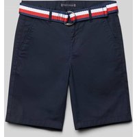 Tommy Hilfiger Teens Bermudas mit Stoffgürtel in Marine, Größe 128 von Tommy Hilfiger Teens