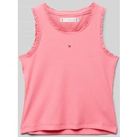 Tommy Hilfiger Teens Cropped Top mit Label-Stitching Modell 'ESSENTIAL' in Pink, Größe 140 von Tommy Hilfiger Teens