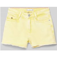 Tommy Hilfiger Teens Jeansshorts mit Fransen Modell 'HARPER' in Hellgelb, Größe 164 von Tommy Hilfiger Teens