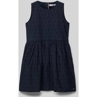 Tommy Hilfiger Teens Knielanges Kleid mit floraler Stickerei in Marine, Größe 152 von Tommy Hilfiger Teens