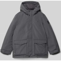 Tommy Hilfiger Teens Regular Fit Parka mit Zweiwege-Reißverschluss in Graphit, Größe 140 von Tommy Hilfiger Teens