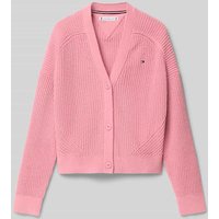 Tommy Hilfiger Teens Regular Fit Strickjacke mit Rippenstruktur modell 'CHENILLE'' in Pink, Größe 164 von Tommy Hilfiger Teens