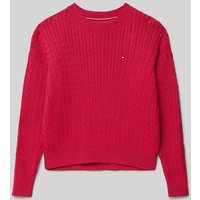 Tommy Hilfiger Teens Regular Fit Strickpullover aus reiner Baumwolle in Kirsche, Größe 164 von Tommy Hilfiger Teens