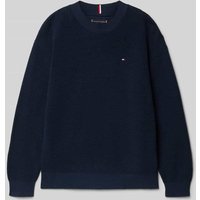 Tommy Hilfiger Teens Regular Fit Strickpullover aus reiner Baumwolle in Marine, Größe 140 von Tommy Hilfiger Teens