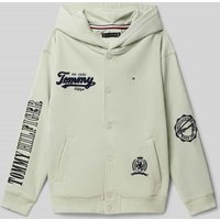 Tommy Hilfiger Teens Regular Fit Sweatjacke aus Baumwoll-Mix in Schilf, Größe 176 von Tommy Hilfiger Teens