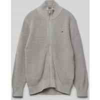 Tommy Hilfiger Teens Strickjacke mit Stehkragen in Mittelgrau Melange, Größe 140 von Tommy Hilfiger Teens