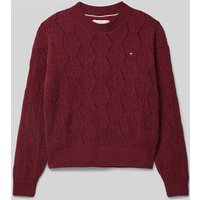 Tommy Hilfiger Teens Strickpullover mit Rundhalsausschnitt Modell 'CHENILLE' in Bordeaux, Größe 164 von Tommy Hilfiger Teens