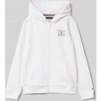 Tommy Hilfiger Teens Sweatjacke mit Label-Print in Weiss, Größe 128 Tommy Hilfiger Teens Sweatjacke mit Label-Print in Weiss, Größe 128 von Tommy Hilfiger Teens
