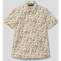 Tommy Hilfiger Teens Hemd mit Allover Label-Muster in Offwhite, Größe 140 von Tommy Hilfiger Teens