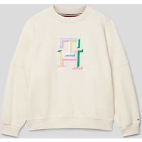 Tommy Hilfiger Teens Sweatshirt mit Label-Stitching in Offwhite, Größe 176 von Tommy Hilfiger Teens