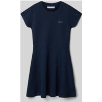 Tommy Hilfiger Teens T-Shirt-Kleid aus Baumwoll-Mix mit Logo-Print Modell 'Spacer' in Marine, Größe 152 von Tommy Hilfiger Teens