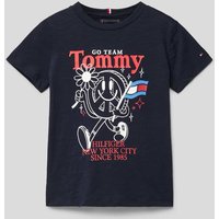Tommy Hilfiger Teens T-Shirt mit Label-Print Modell 'FUN' in Marine, Größe 176 von Tommy Hilfiger Teens