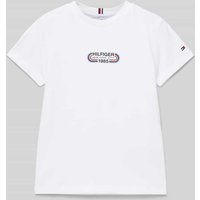 Tommy Hilfiger Teens T-Shirt mit Label-Print in Weiss, Größe 164 von Tommy Hilfiger Teens