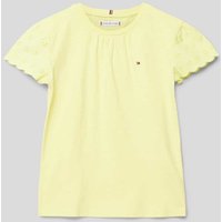 Tommy Hilfiger Teens T-Shirt mit Lochstickerei Modell 'BRODERIE ANGLAISE' in Gelb, Größe 164 von Tommy Hilfiger Teens