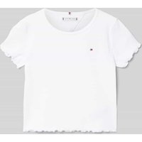 Tommy Hilfiger Teens T-Shirt mit Muschelsaum Modell 'ESSENTIAL' in Weiss, Größe 140 von Tommy Hilfiger Teens