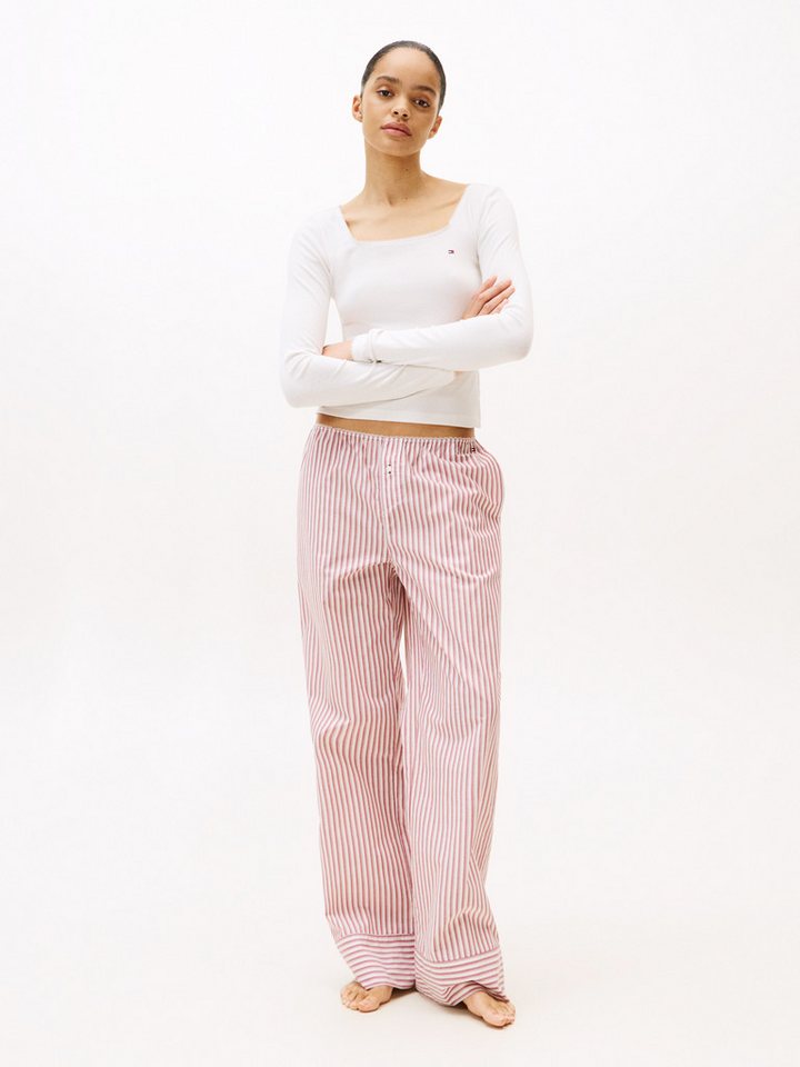 Tommy Hilfiger Underwear Pyjama POINTELLE POPLIN (Set, 2 tlg) relaxed fit, Oberteil mit quadratischem Ausschnitt, Hose gestreift von Tommy Hilfiger Underwear