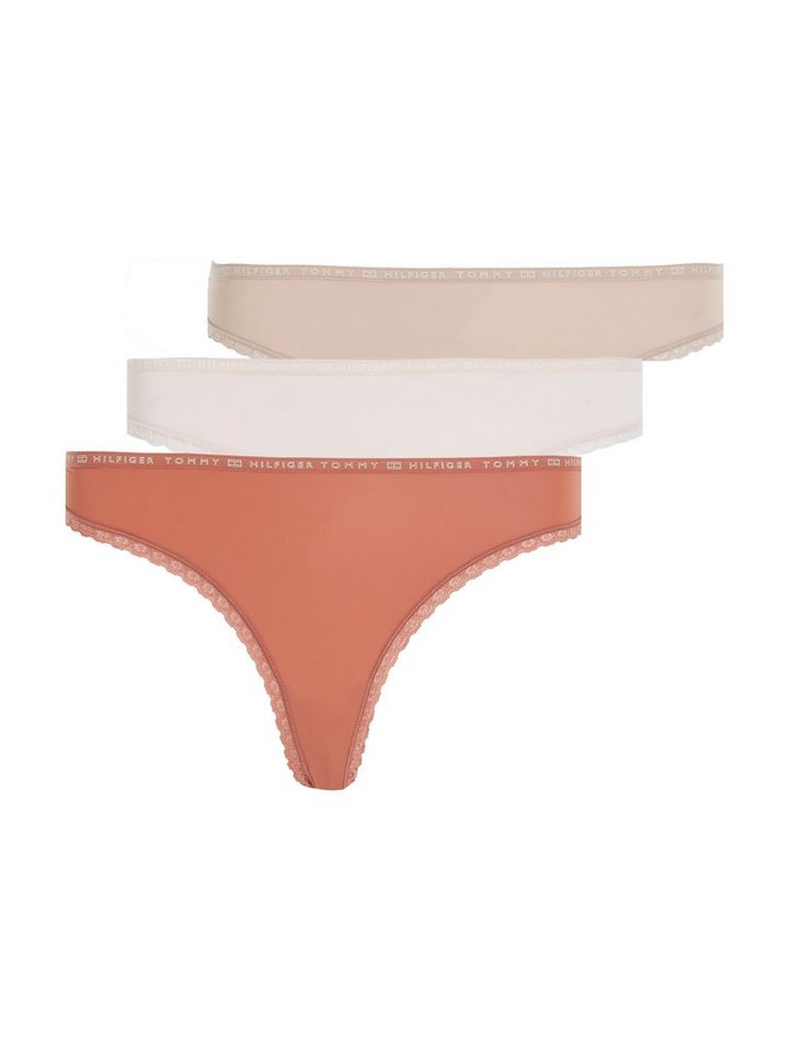 Tommy Hilfiger Underwear Slip 3P THONG (Packung, 3-St., 3er-Pack) mit zarter Spitzenkante am Beinabschluss & Tommy Hilfiger Elastikbund von Tommy Hilfiger Underwear