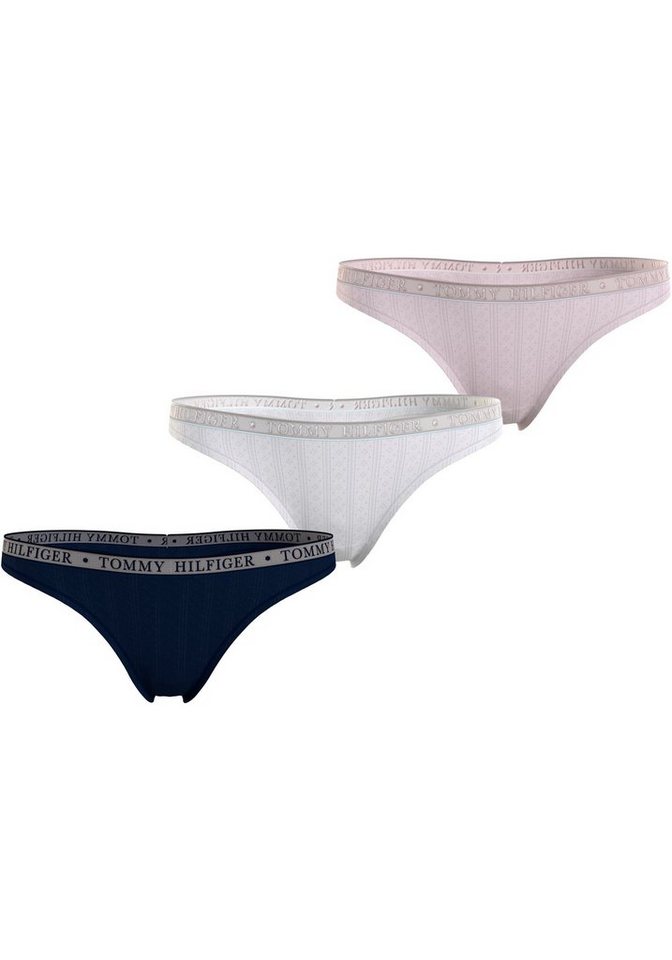 Tommy Hilfiger Underwear String 3P THONG (Packung, 3-St., 3er) dezent gemustert, Logoschriftzug von Tommy Hilfiger Underwear