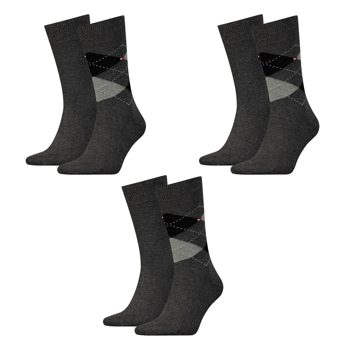 6 Paar TOMMY HILFIGER CHECK Socken Gr. 39 - 46 Herren Business Sneaker Socken 201 - anthracite, 39-42 von Tommy Hilfiger