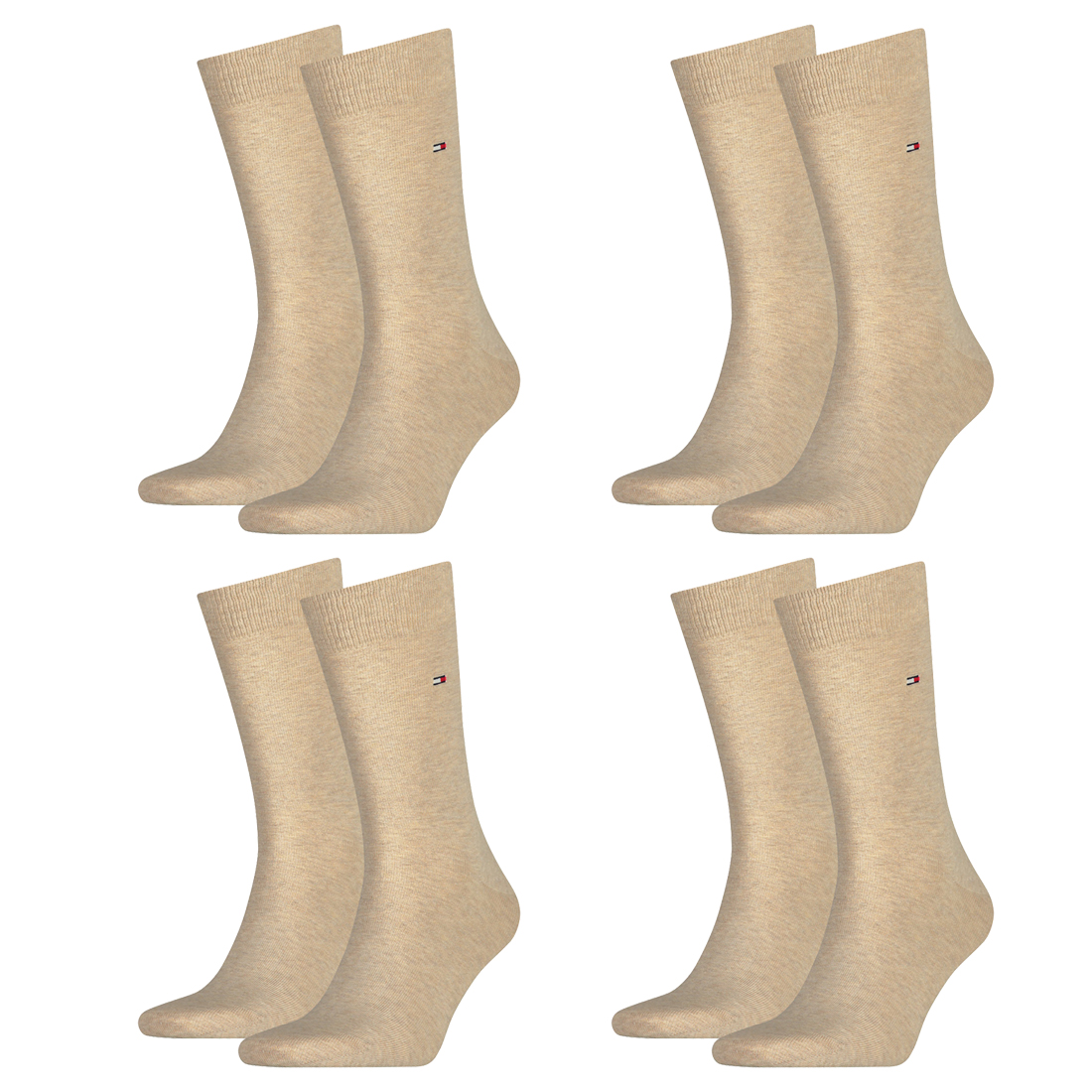 8 Paar TOMMY HILFIGER Classic Socken Gr. 39 - 49 Herren Business Socken 369 - light beige melange, 39-42 von Tommy Hilfiger